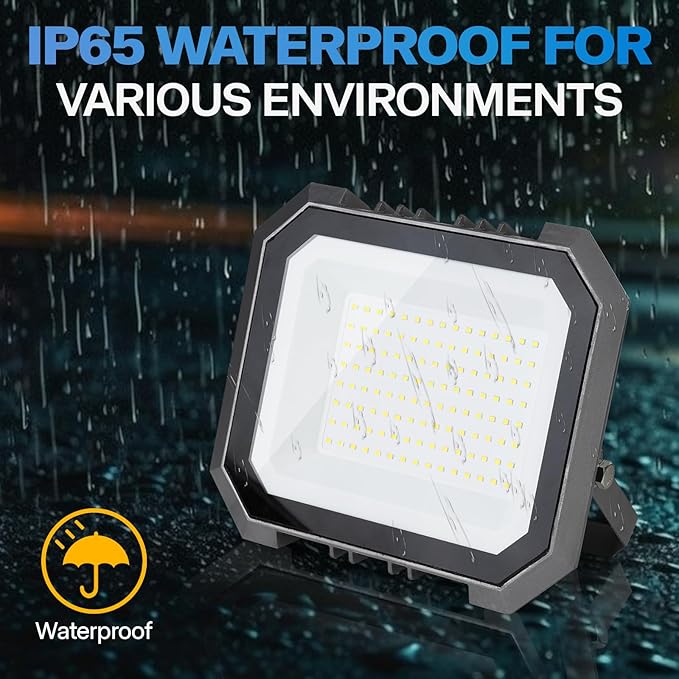 1 Pack LED Flood Lights Outdoor, 300W 30000LM Super Bright Floodlight Outside Work Light with 5.9FT Plug, IP65 Waterproof 6000K Outdoor LED Flood Light for Garage, Yard, Lawn, Garden
