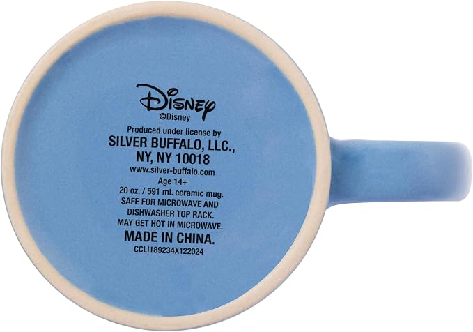 Silver Buffalo Disney Lilo and Stitch, Wax Resist Ceramic Pottery Mug, 20oz | Sitting Tropical Leaves, Cute But Cheeky, Etched Engraved, 0.59 Liters