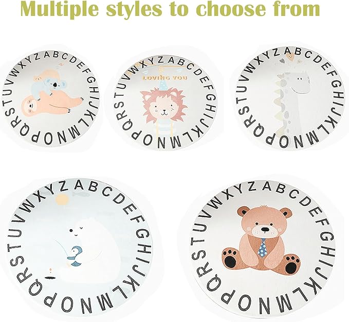 ABC Round Rug for Kids Warm and Soft Alphabet Nursery Animal Area Rugs Fun Rugs for Play Rooms Non-Slip Mats Crawling Mats Decorative Rugs for Bedrooms Living Rooms (Bear, 39in)
