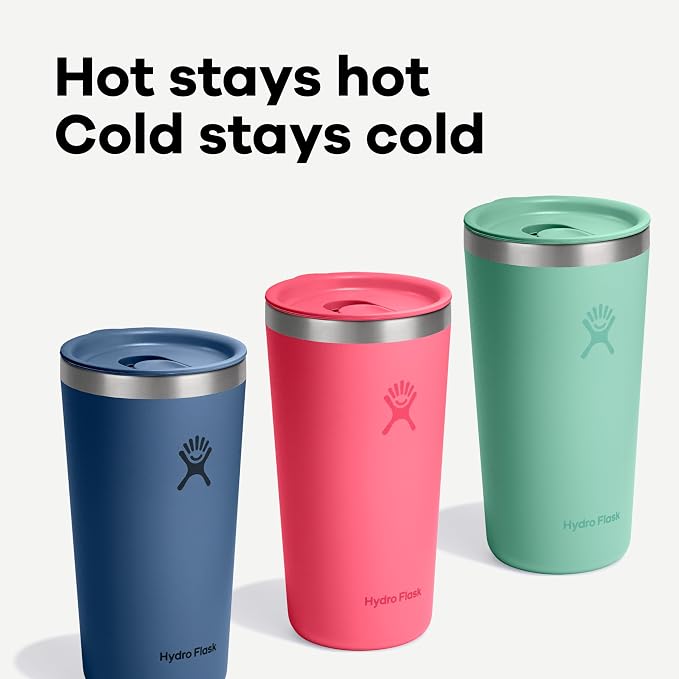 Hydro Flask All Around Tumbler Press-In Lid, Insulated Travel Mug, Stainless Steel Coffee Cup 20 Oz Capri Blue