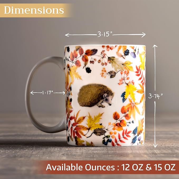Maison d' Hermine Coffee Mug with Handles Tea Cups (12 Ounce, Pack of 2) | Fine Bone China Coffee Mugs for Hot Beverages Cappuccino Latte Home Restaurant Hotel Spring Summer -Sous-Bois