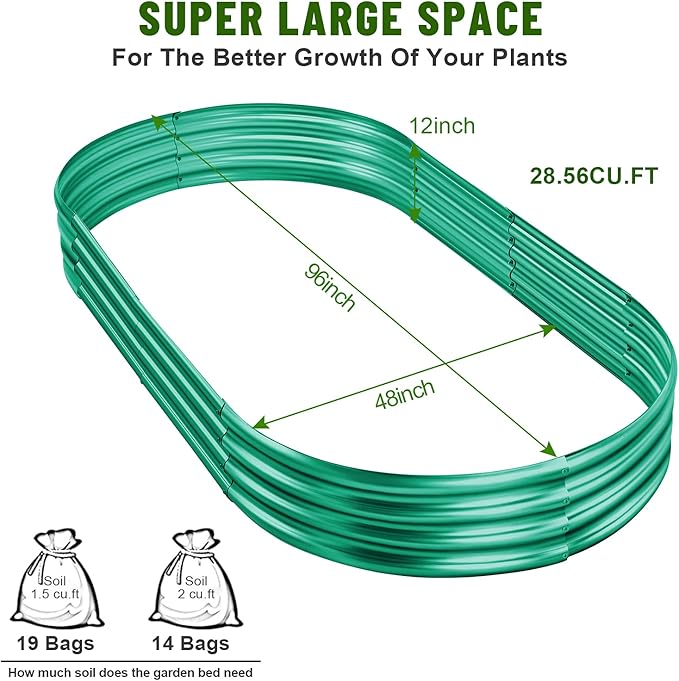 Land Guard 8×4×1 ft Green Raised Garden Bed, Garden Raised Bed, Above Ground Flower Bed for Vegetables, Flowers, Herbs(Green)…