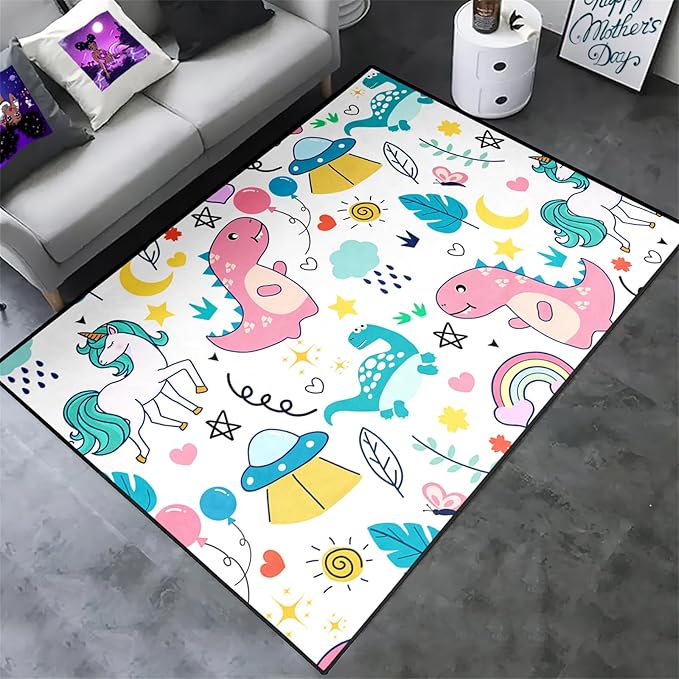 Dinosaur Rugs for Boys Bedroom - Dinosaur Room Decor for Boys Kids Area Rug Dinosaur Rug Boys Rugs for Bedroom Dinosaur Carpet Rugs Kids Play Rugs Cute Cartoon Dinosaur Decor,5'×7'