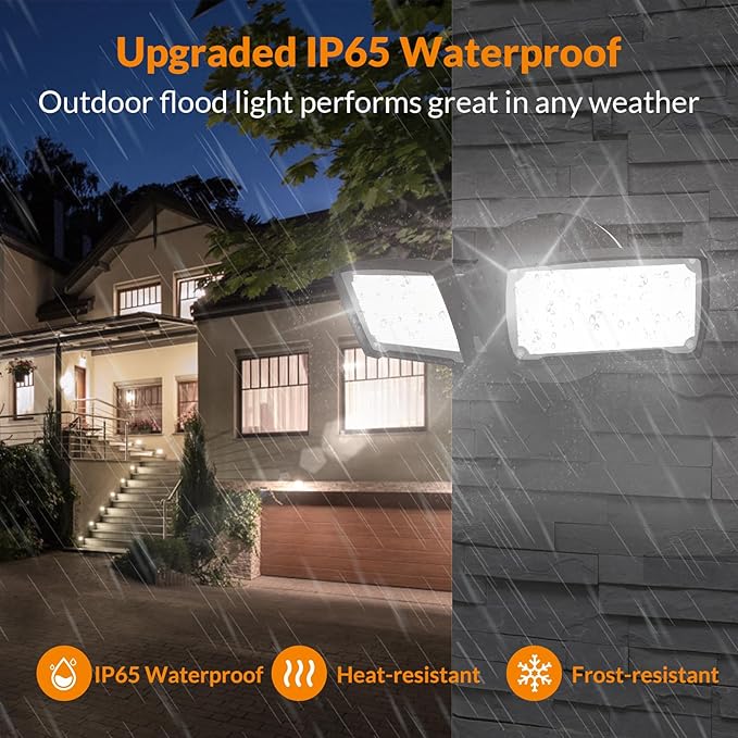LEPOWER 28W 3000LM LED Security Flood Light Outdoor, Switch Controlled Aluminum Security Light, 2 Adjustable Heads, 5500K Daylight, IP65 Waterproof, Wet Location for Patio, Garden, Yard Lights