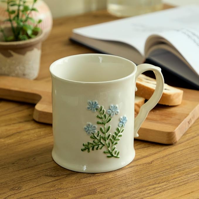 Artistic Lavender pattern Ceramic Coffee Mug - 16oz, Hand-Painted, Microwave heating and dishwasher cleaning available, Ideal for Daily Brews