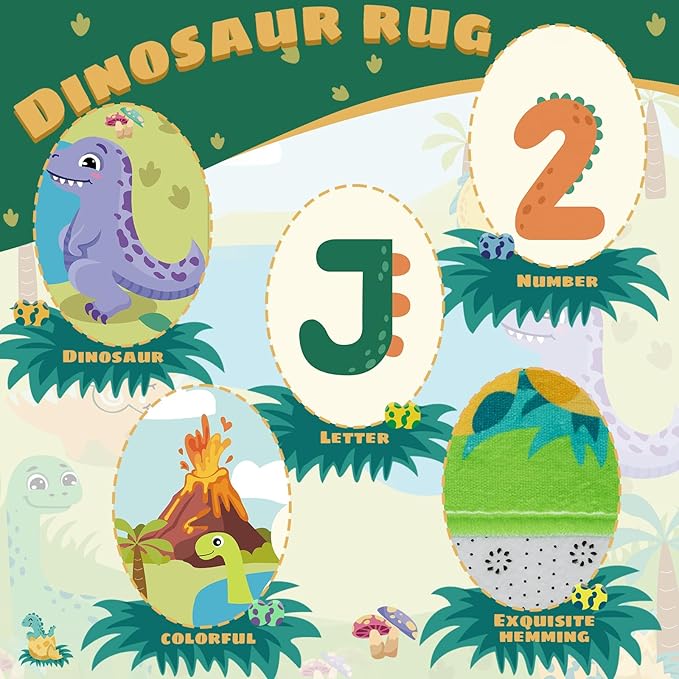 Kids Rug for Playroom,59 X 39.3 Inch Dinosaur Kids Play Mat ABC Classroom Rug,Non-Slip Cute Alphabet Rug Soft Kids Floor Mats Carpet,Toddler Baby Playroom Mat for Kids Room Classroom Playroom