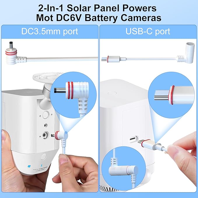 Solar Panel Charger for Ring Camera,Spotlight Cam Plus/Pro and Stick Up Cam Battery, 6V 3W 13.1Ft Fast Charging Cable
