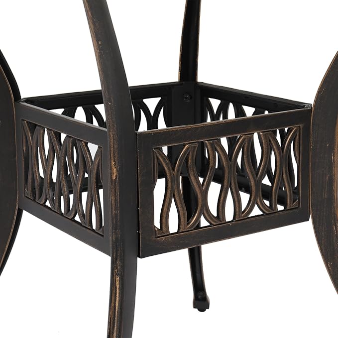 VINGLI 5 Pieces Outdoor Patio Dining Set, Cast Aluminium Patio Furniture Set with 4 Chairs and 1 Umbrella Table for Yard, Garden, Porch and Poolside, Bronze