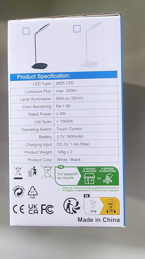 DEEPLITE LED Desk Lamp with Flexible Gooseneck 3 Level Brightness, Battery Operated Table Lamp 5W Touch Control, Compact Portable lamp for Dorm Study Office Bedroom(Set of 2)