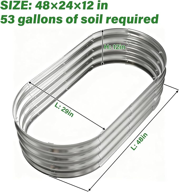 Galvanized Raised Garden Bed for Outdoor: 4X2X1ft Durable Metal Vegetable Plant Container Kit(2 Pack)