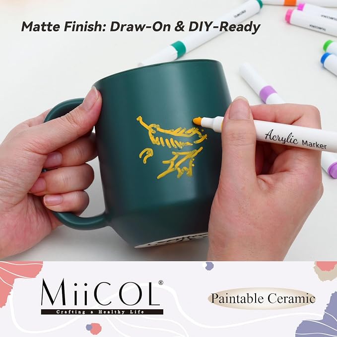 Miicol Ceramic Coffee Mug, 16 oz Large Coffee Cup, Tea Mug with Handle, Flat Bottom Mug for Men, Women, Office, Microwave and Dishwasher Safe, Multi-Color, Turquoise