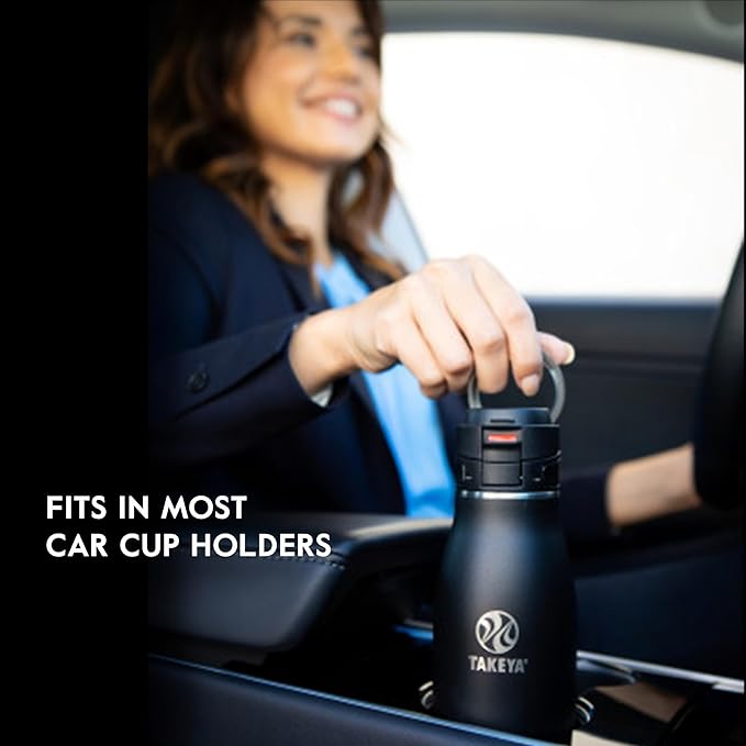 Takeya Traveler Stainless Steel Travel Coffee Mug with Flip-Lock Lid (17 oz, Aqua)- Leakproof Insulated Mug for Coffee & Tea