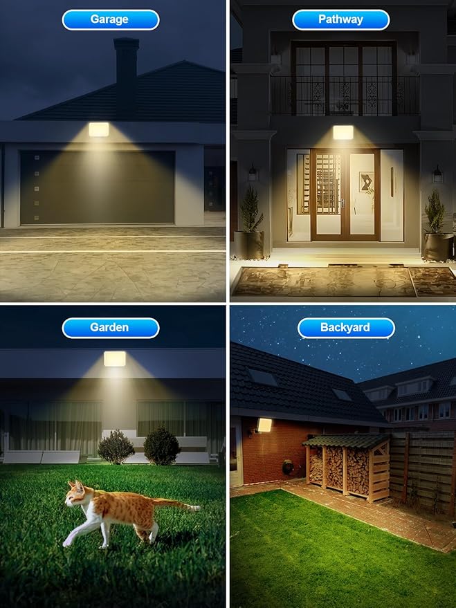 Solar Lights Outdoor Waterproof IP65, 172LED 9000K 3Modes Split Solar Motion Sensor Light Outdoor with Remote, Dusk to Dawn Solar Flood Lights outdoor for Yard,Patio,Garden,2 Pack (Warm White)