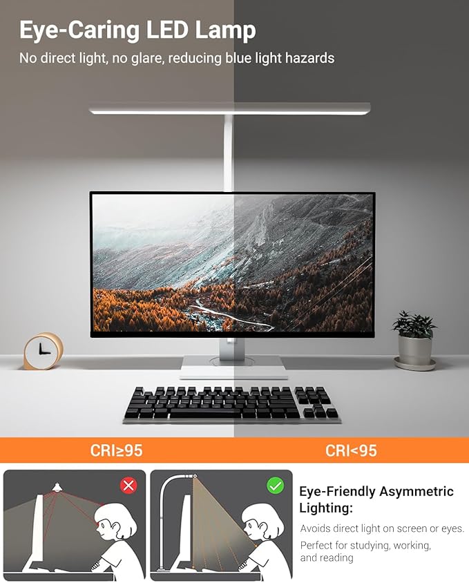 LED Desk Lamps for Home Office, Gooseneck Desk Lamps with Clamp, 30 Lighting Modes Adjustable, 18W Eye-Caring Desk Light, for Reading, Study, Workbench