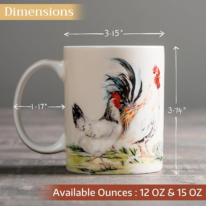 Maison d' Hermine Coffee Mug with Handles Tea Cups (12 Ounce, Pack of 2) | Fine Bone China Coffee Mugs for Hot Beverages Cappuccino Latte Home Restaurant Hotel Spring Summer -Campagne