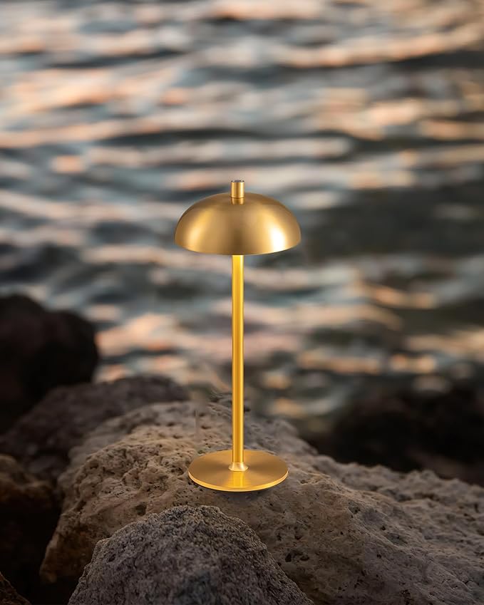 Cordless LED Table Lamp Set of 2, Modern Portable Desk Lamp, 3 Color Stepless Dimming Built-in Rechargeable Battery Lights, for Bedroom, Patio, Outdoor, Restaurant, Bedside Night Lamp(Gold)