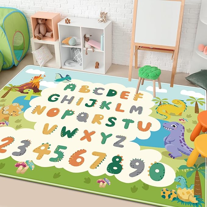 Kids Rug for Playroom,59 X 39.3 Inch Dinosaur Kids Play Mat ABC Classroom Rug,Non-Slip Cute Alphabet Rug Soft Kids Floor Mats Carpet,Toddler Baby Playroom Mat for Kids Room Classroom Playroom