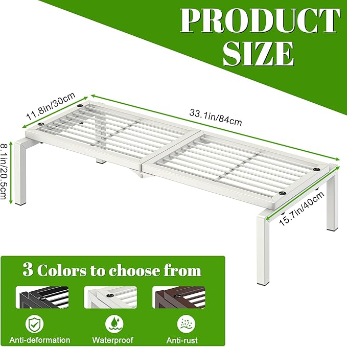 1 Tier Metal Plant Stand Indoor Outdoor, Potted Multiple Flower Pot Holder Rack Plant Shelf, Heavy Duty Planter Display Shelving for Patio Balcony Garden Living Room Decorative (White)