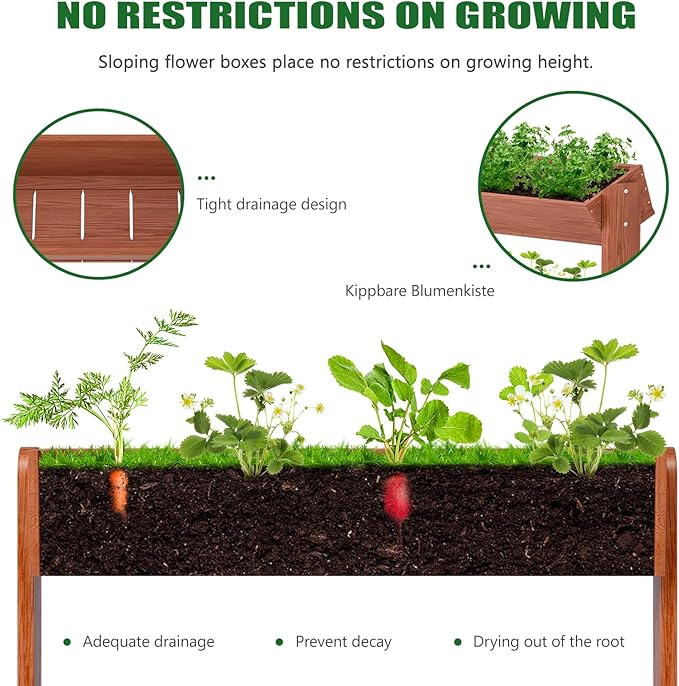 Wooden Vertical Raised Garden Bed, 5 Tier Garden Planters Raised Beds Freestanding Plant Stand Flower Rack Wooden Planter Box for Plants Herbs Flowers Vegetables Outdoor Indoor Gardening