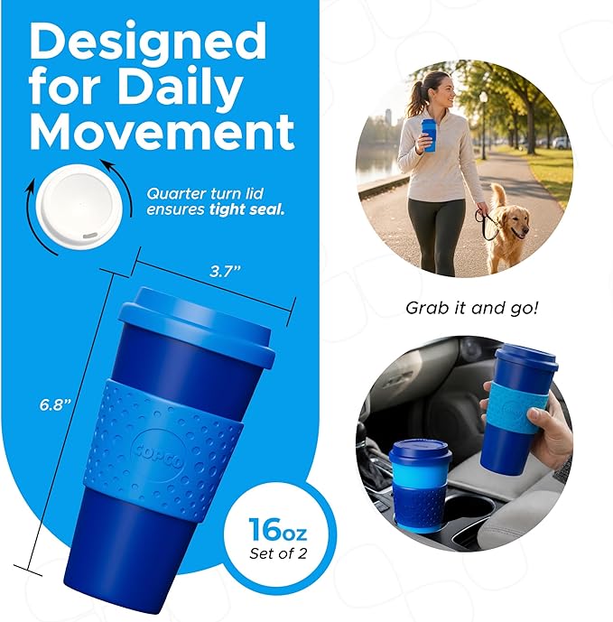 Copco Acadia Travel Mug, 16 Oz - Navy & Blue, Set of 2