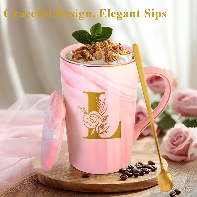 Personalized Ceramic Coffee Mug with Lid Tea Cup Women Lady Boss Gifts Coworker Colleague Manager Team Member Employee Boss Executive Assistant Inter Birthday Farewell Leaving Retirement Christmas,L