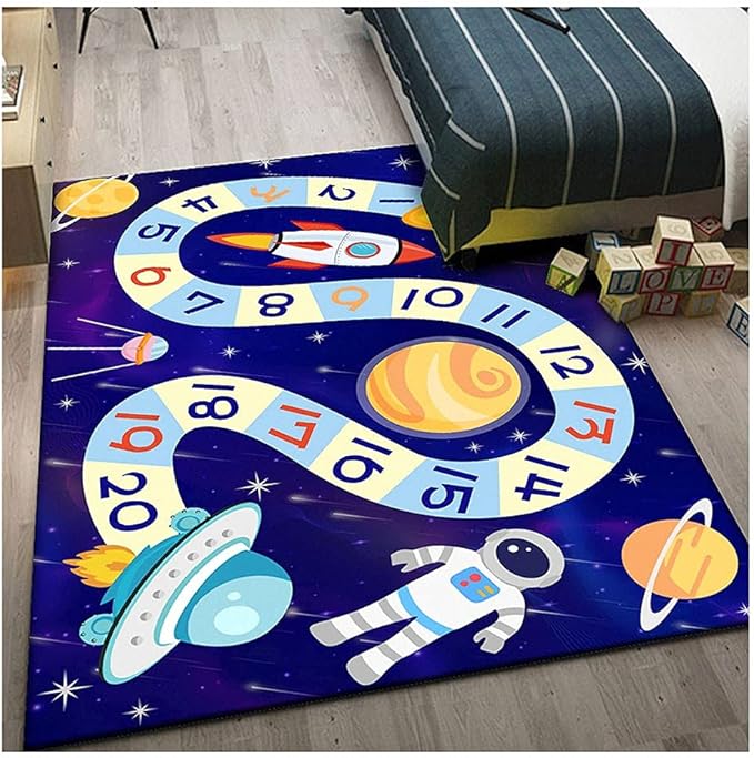 Kid Rug Carpet Playmat for Toy Cars and Train,Play Area Rug with Rubber Backing,Fun Throw Rug,Ideal Gift for Children Baby Bedroom Play Room(80×160cm/32×63in)