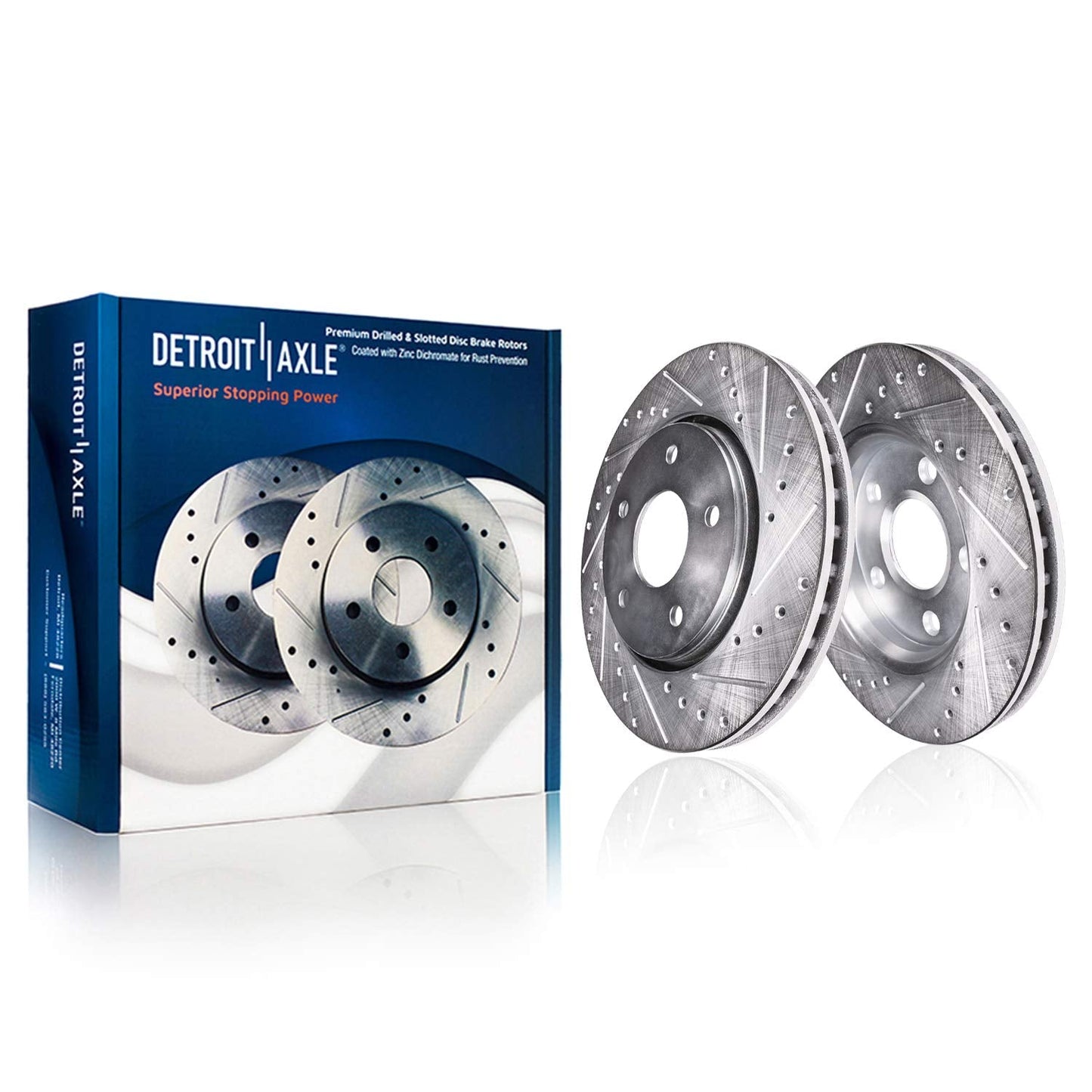 Detroit Axle - Front Brake Rotors for Toyota 2010-2015 Prius, 2012-2015 Prius Plug-In, 2011-2017 Lexus CT200h, Drilled & Slotted