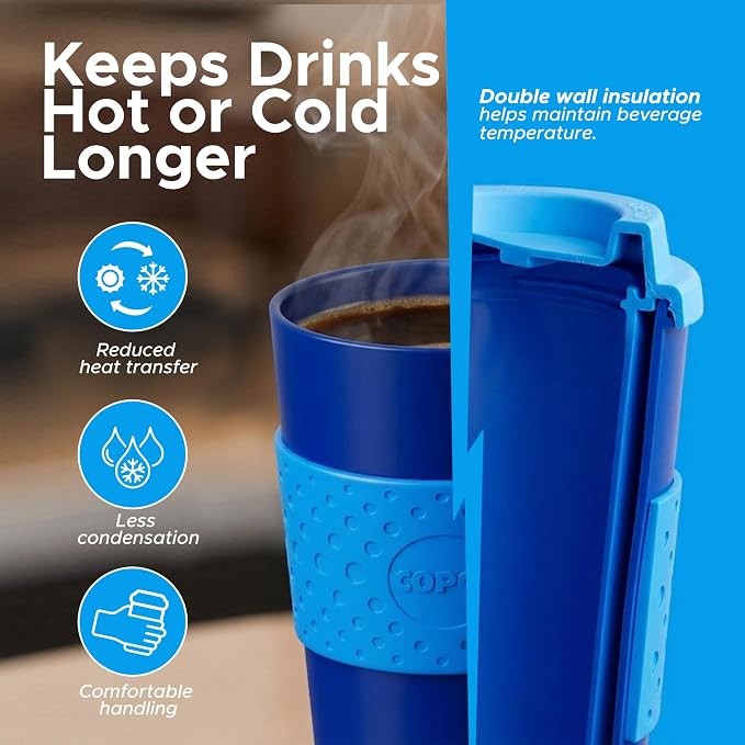 Copco Acadia Travel Mug, 16 Oz - Navy & Blue, Set of 2