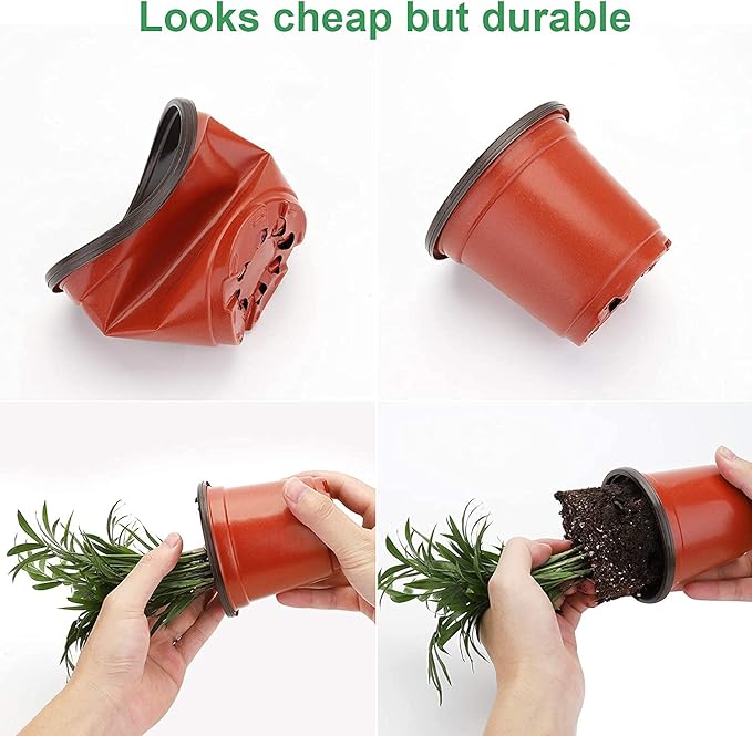 MIXC Plant Nursery Pots with Humidity Dome 4" Soft Transparent Plastic Gardening Pot Planting Containers Cups Planter Small Starter Seed Starting Trays for Seedling with 10pcs Plant Labels,30 Sets