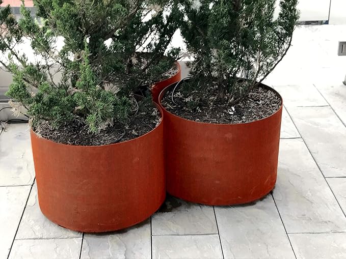 Plantercraft Extra Large Corten Steel Planter - 42x36 Large Round Planters for Outdoor Plants - Modern Metal Statement Piece for Commercial & Residential Patios or Entryways