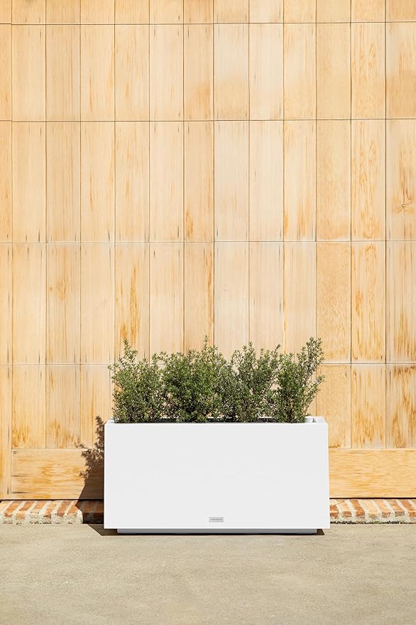 Veradek Block Series Long Box Planter - Large Rectangular Planter for Indoor or Outdoor Patio/Porch | Durable All-Weather Use with Drainage Holes | Modern Décor for Tall Plants, Flowers or Shrubs