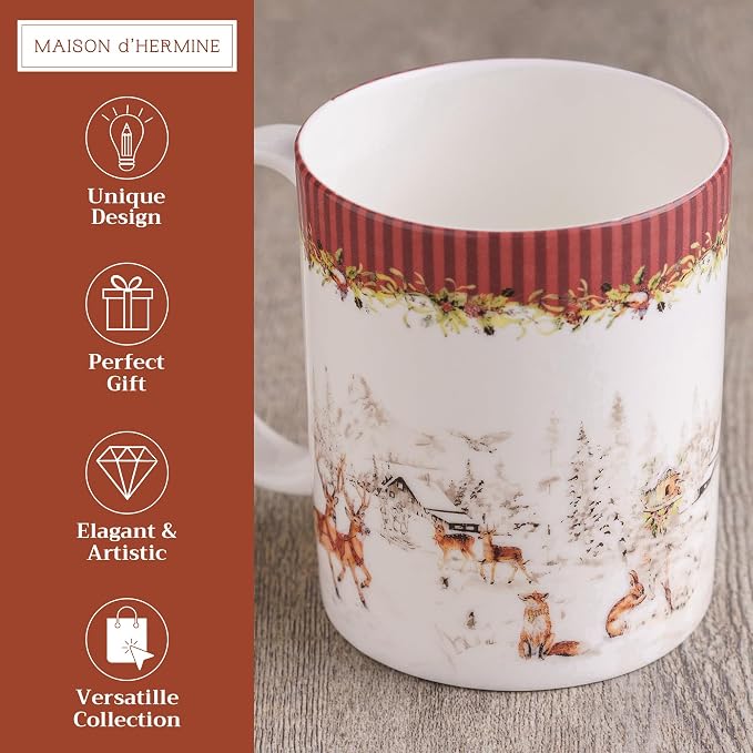 Maison d' Hermine Coffee Mug with Handles Tea Cups (15 Ounce, Pack of 1) | Fine Bone China Coffee Mugs for Hot Beverages Cappuccino Latte Home Hotel Spring Summer -Christmas Tradition - Landscape