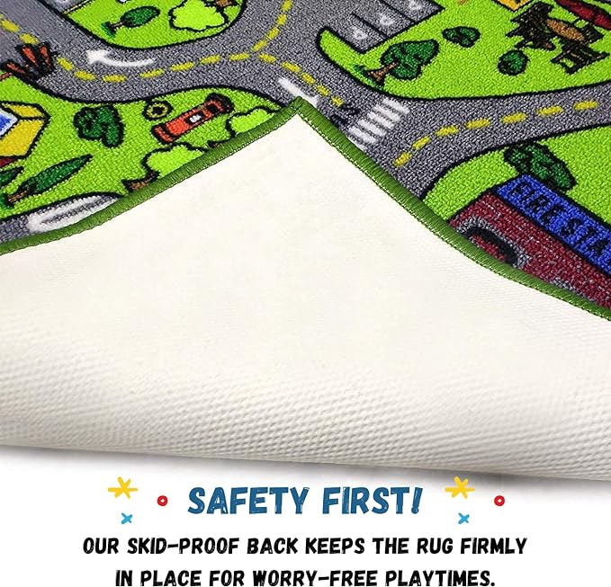 ToyVelt Kids Carpet Playmat Car Rug – Educational Road Traffic Carpet Multi Color Play Mat - Best Kids Rugs for Playroom & Kid Bedroom – for Ages 3-12 Years Old (43" L x 26" W)