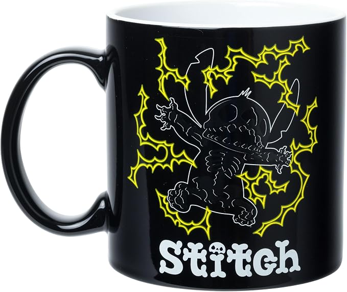 Silver Buffalo Disney Lilo and Stitch Lightning Bolts, Ceramic Mug, 20oz | Shocking Glow in the Dark Feature, 0.59 Liters