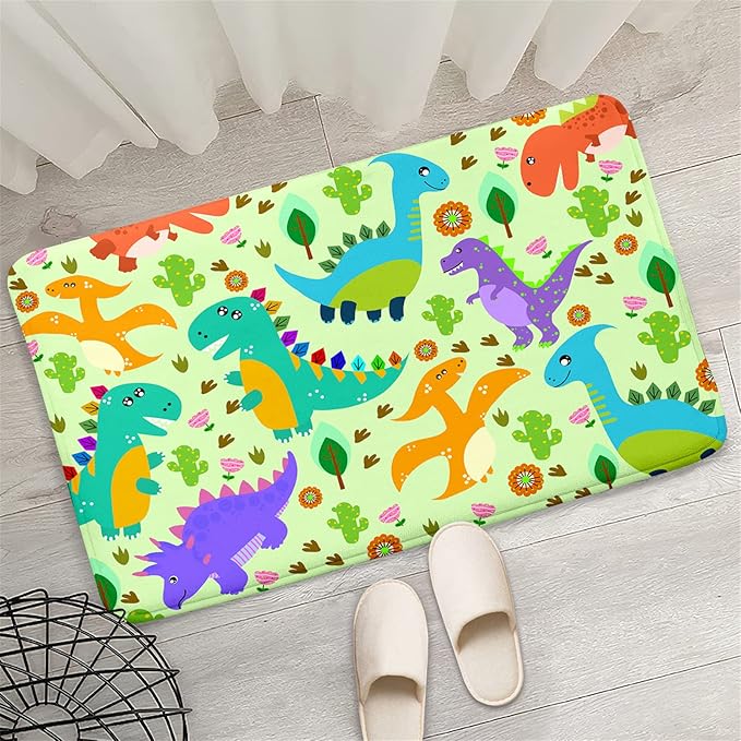 Dinosaur Carpet for Boys Room Dinosaur Play Rug Kids Rug Cartoon Dinosaur Carpet Dino Rug Dinosaur Area Rug for Bedroom Livingroom Playing Room,Green 2'×3'