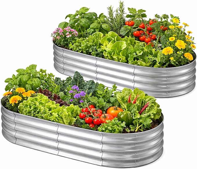 Galvanized Raised Garden Bed for Outdoor: 4X2X1ft Durable Metal Vegetable Plant Container Kit(2 Pack)