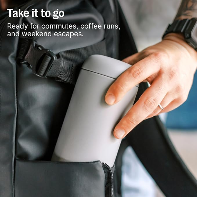 Fellow Carter Move 12oz Ceramic-Lined Coffee Travel Mug - Vacuum-Insulated Stainless Steel Tumbler, No Metallic Taste, Leak-Proof, Hot 12Hr Cold 24Hr, Dishwasher Safe, BPA-Free, Matte White