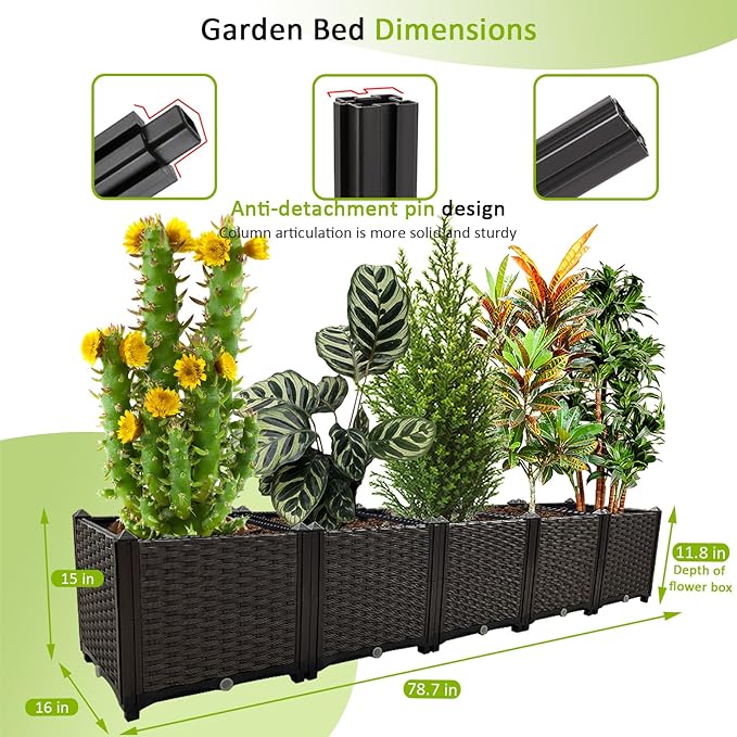 Large Planters for Outdoor Plants pots Elevated Garden Boxes Raised Garden Bed Garden Patio Balcony Deck to Planting Flowers Vegetables Tomato and Herbs