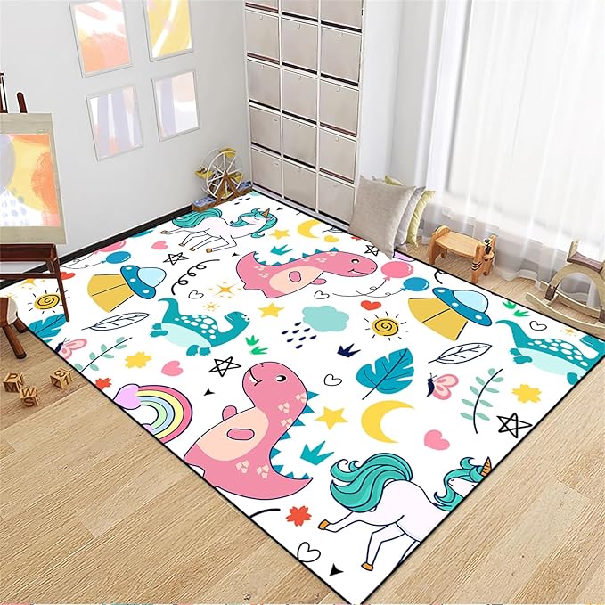 Dinosaur Rugs for Boys Bedroom - Dinosaur Room Decor for Boys Kids Area Rug Dinosaur Rug Boys Rugs for Bedroom Dinosaur Carpet Rugs Kids Play Rugs Cute Cartoon Dinosaur Decor,5'×7'