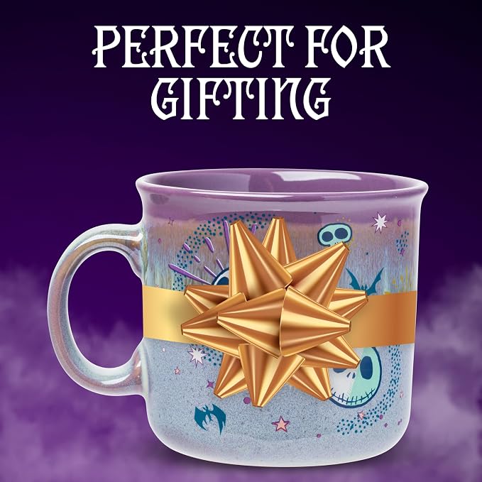 Silver Buffalo Disney Nightmare Before Christmas, Ceramic Camper Mug, 20oz | Jack Skellington, Mystic Opulence, Reactive Glaze, 0.59 Liters