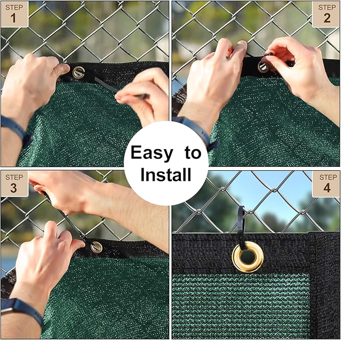 UPGRADE Privacy Fence Screen 5'x62' Dark Green Outdoor 90% Visibility Blockage 170 GSM Mesh Shade Cover Panels for Backyard,Balcony,Home Decoration with Zip Ties,Customized Avaliable