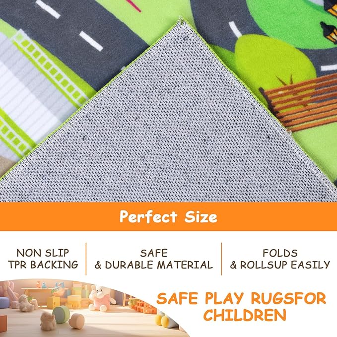 HEBE Kids Play Rug 4'x6' ABC Alphabet Numbers Shapes Educational Kid Area Rug Washable Baby Crawling Mat Non Slip Kid Play Mat Carpet for Girl Boy Bedroom Playroom