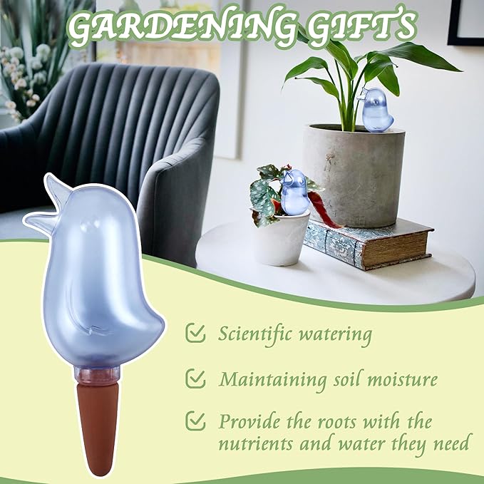 4 Pack Self Watering Spikes, Indoor Plant Watering Globes, Bird Shape Automatic Irrigation Spikes,Plant Watering Devices(Blue)