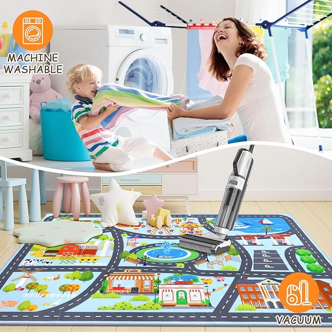 HEBE Kids Play Rug 3'4"x5' ABC Alphabet Numbers Shapes Educational Kid Area Rug Washable Baby Crawling Mat Non Slip Kid Play Mat Carpet for Girl Boy Bedroom Playroom
