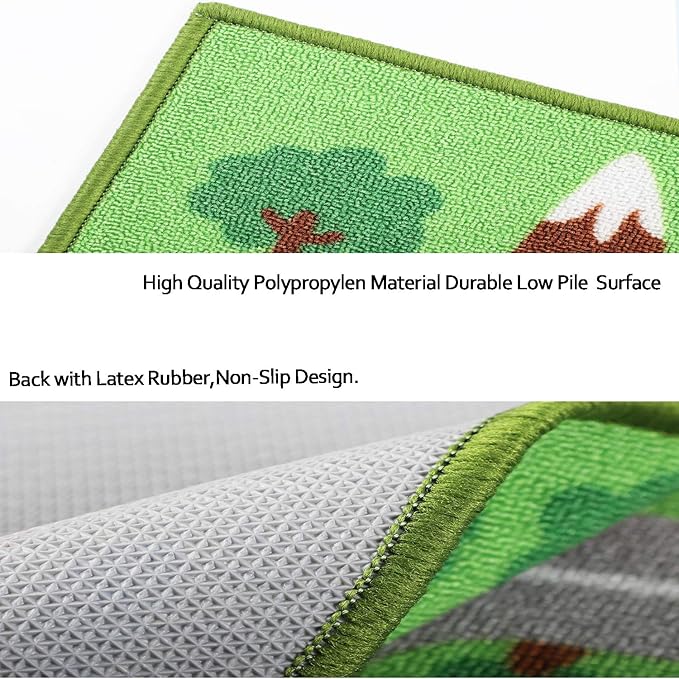Kids Play Rug for Playroom 5.2x3.3 ft Town City Road Map Car Mat Play Mat Educational Learning Carpet Area Rug for Boy Girl Toddler Bedroom Playroom