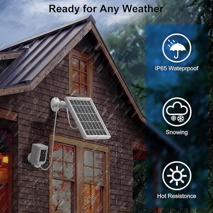 Solar Panel Charger for Ring Camera,Spotlight Cam Plus/Pro and Stick Up Cam Battery, 6V 3W 13.1Ft Fast Charging Cable