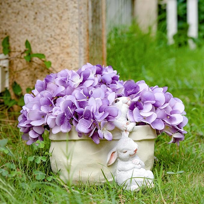 Rabbit Flower Pot Succulent Planter Garden Pots, Easter Decorative Flower Pot,Animal Shaped Cartoon Planter Pots,Art Decorations(with Drainage Hole)