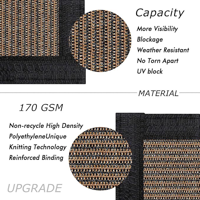 UPGRADE Privacy Fence Screen 3'x32' Brown Outdoor 90% Visibility Blockage 170 GSM Mesh Shade Cover Panels for Backyard,Balcony,Home Decoration with Zip Ties,Customized Avaliable