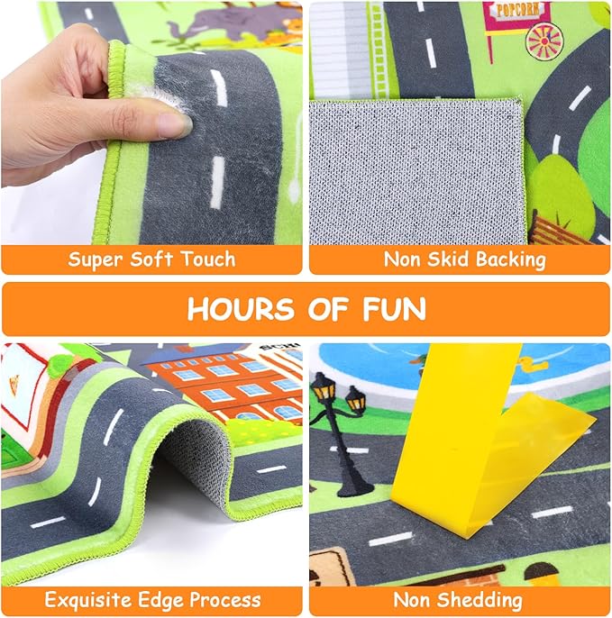 HEBE Kids Play Rug 4'x6' ABC Alphabet Numbers Shapes Educational Kid Area Rug Washable Baby Crawling Mat Non Slip Kid Play Mat Carpet for Girl Boy Bedroom Playroom