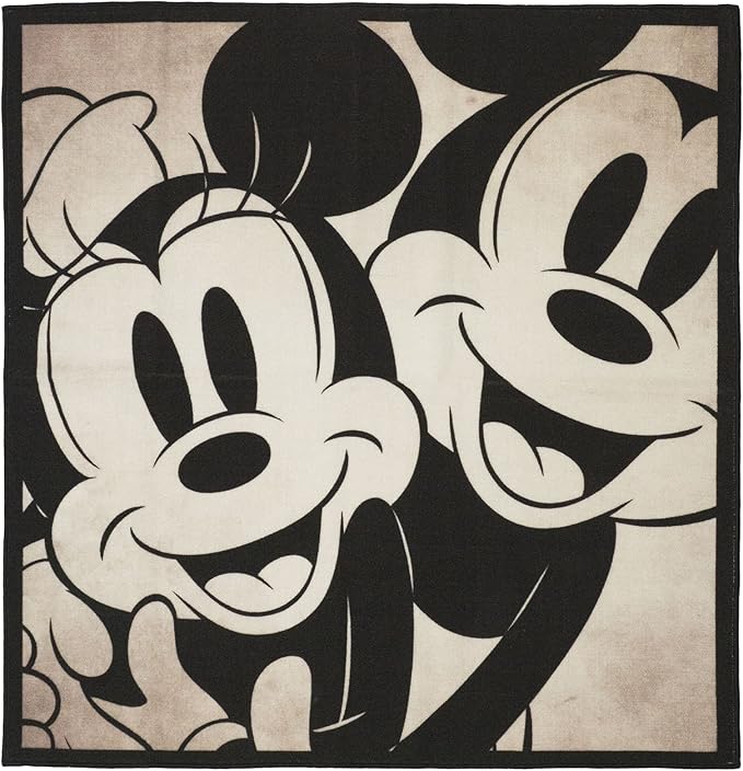 Gertmenian Disney Retro Classic Minnie Mouse Area Rug for Children & Teens Kids Home Decor for Girls & Boys 4x4 Square, Gray White, 31101